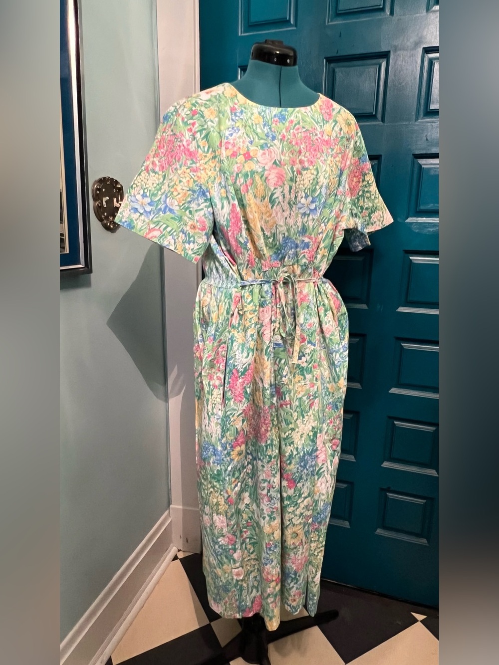 The Vermont Country Store Floral Dress Belted Womens 1X Cottagecore Spring